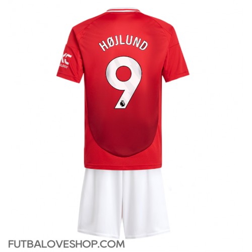 Dres Manchester United Rasmus Hojlund #9 Domáci pre deti 2024-25 Krátky Rukáv (+ trenírky)